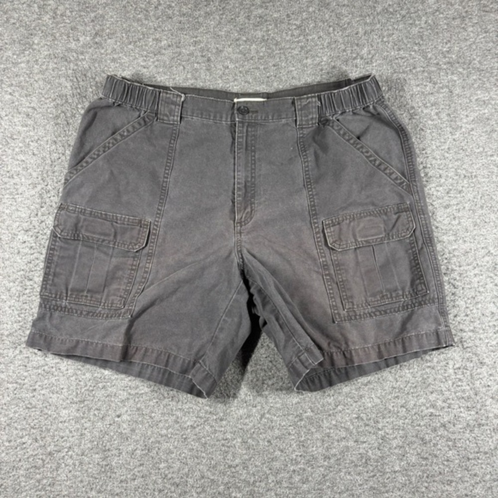 Savane Shorts‎ Mens Slate Grey Cargo Pockets Elastic Waistband Utility Casual